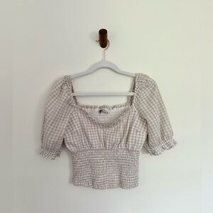 Abercrombie and Fitch Gingham Smocked Top
